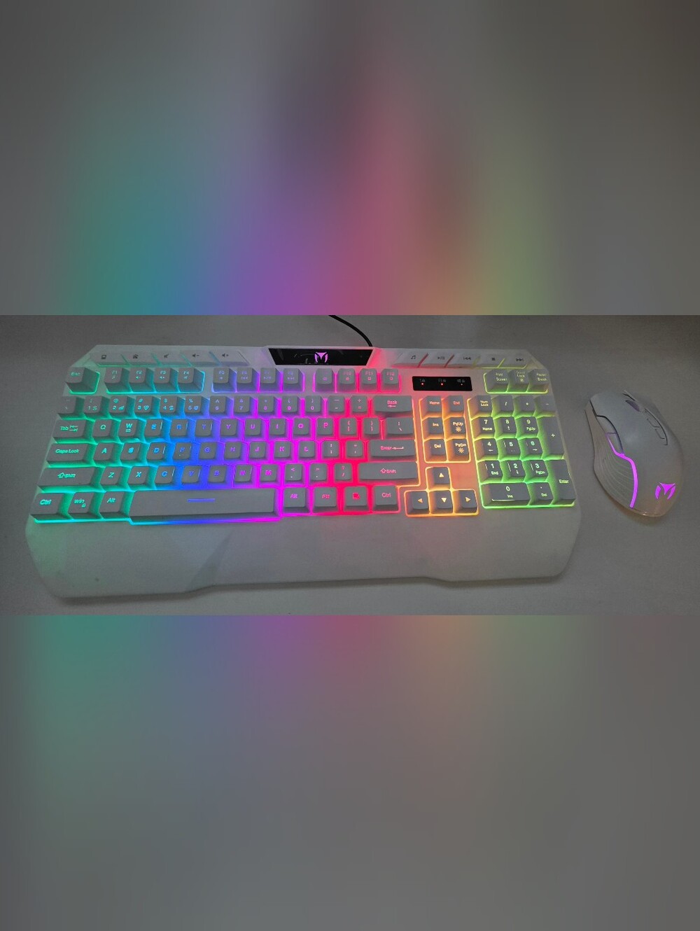 Wireless Gaming Keyboard and Mouse Combo Rechargeable (White)